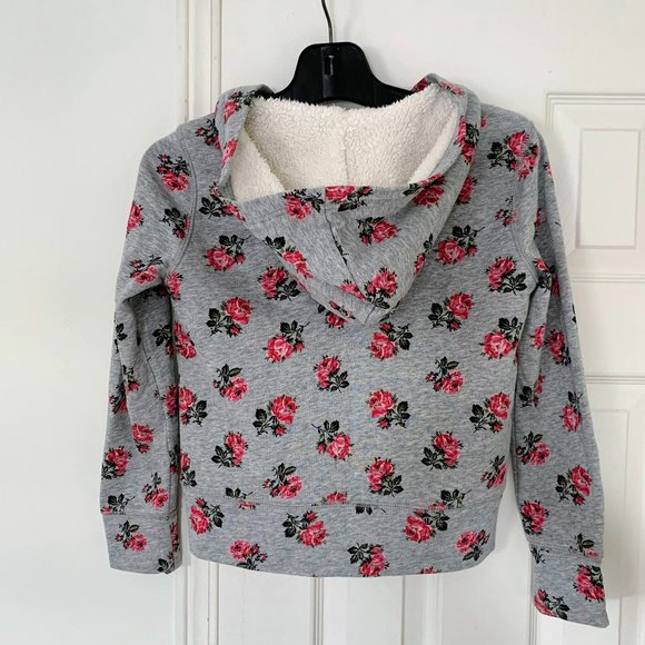 Floral GAP Logo Cozy Sherpa Fur Lined Hoodie, Girls - Picture 2 of 7